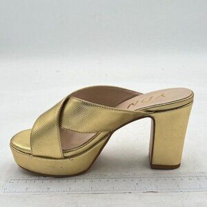 YDN Women Cross Strap Peep Toe Platform Chunky Block Heel Mules Pumps Slide Sand